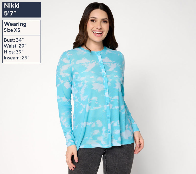 LOGO Layers by Lori Goldstein Printed Mesh Cardigan — View 2
