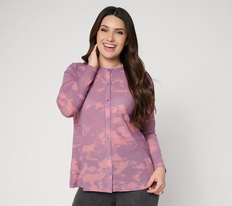 LOGO Layers by Lori Goldstein Printed Mesh Cardigan — View 11
