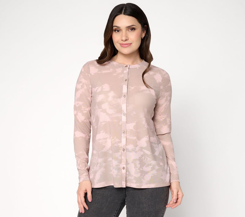 LOGO Layers by Lori Goldstein Printed Mesh Cardigan — View 13