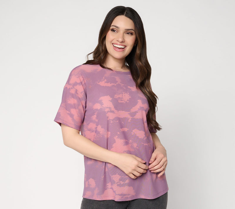 LOGO Layers by Lori Goldstein Printed Mesh Boyfriend Tee — View 11