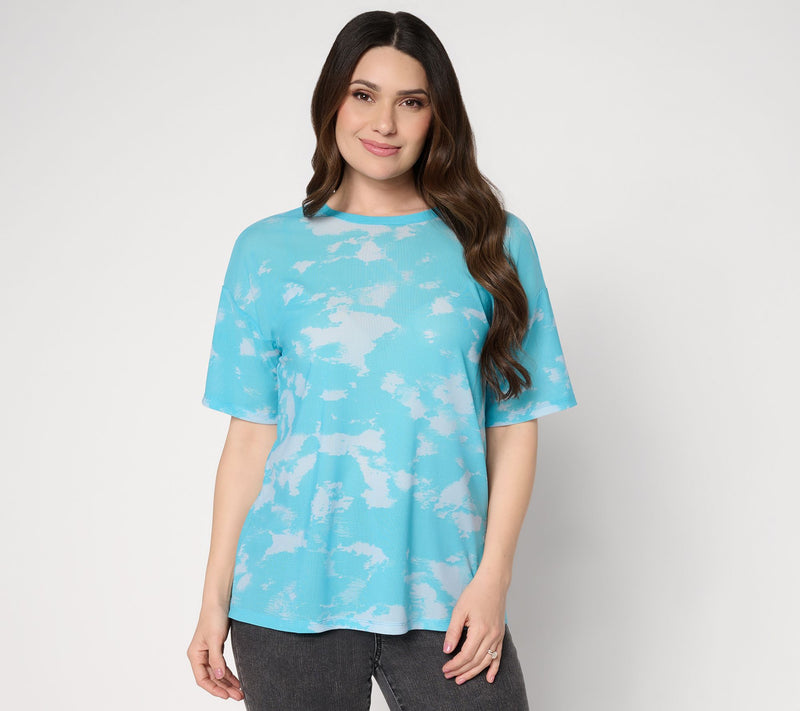 LOGO Layers by Lori Goldstein Printed Mesh Boyfriend Tee — View 12