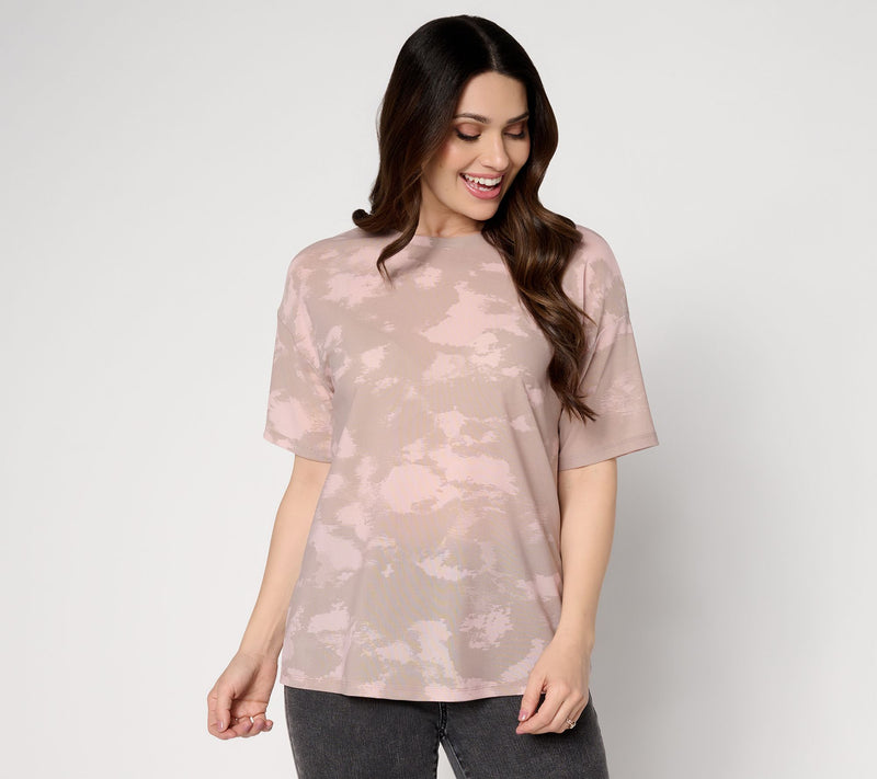 LOGO Layers by Lori Goldstein Printed Mesh Boyfriend Tee — View 13