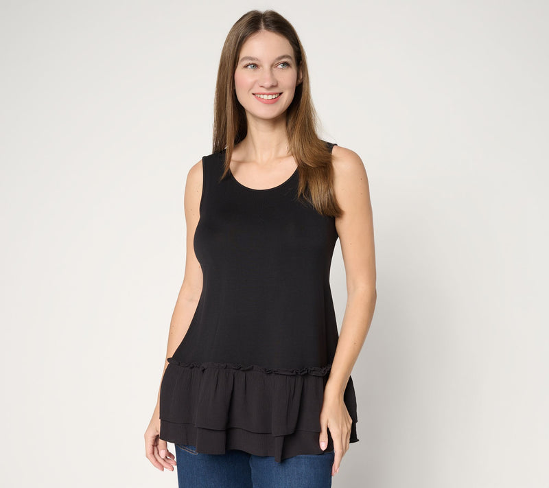 LOGO Layers by Lori Goldstein Textured Ruffle Hem Tank — View 14