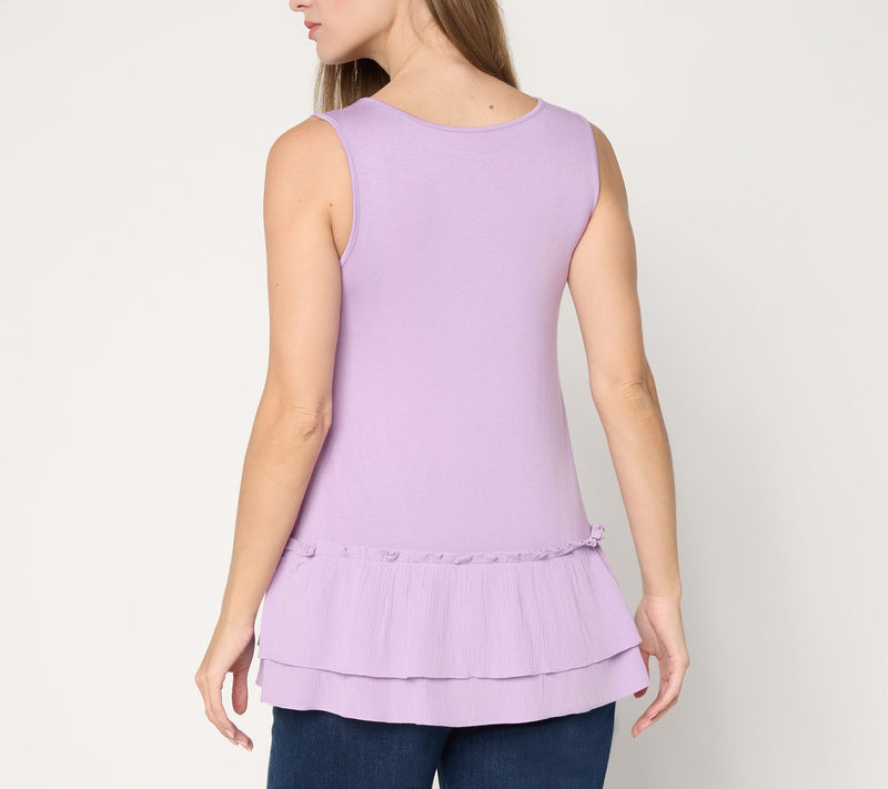 LOGO Layers by Lori Goldstein Textured Ruffle Hem Tank — View 6