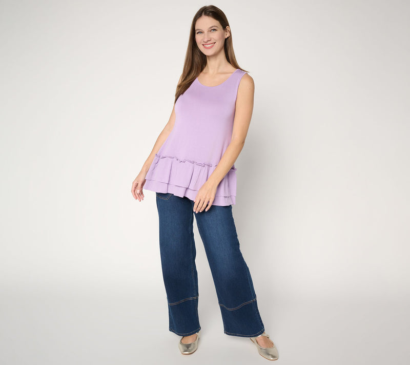 LOGO Layers by Lori Goldstein Textured Ruffle Hem Tank — View 7