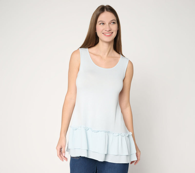LOGO Layers by Lori Goldstein Textured Ruffle Hem Tank — View 17