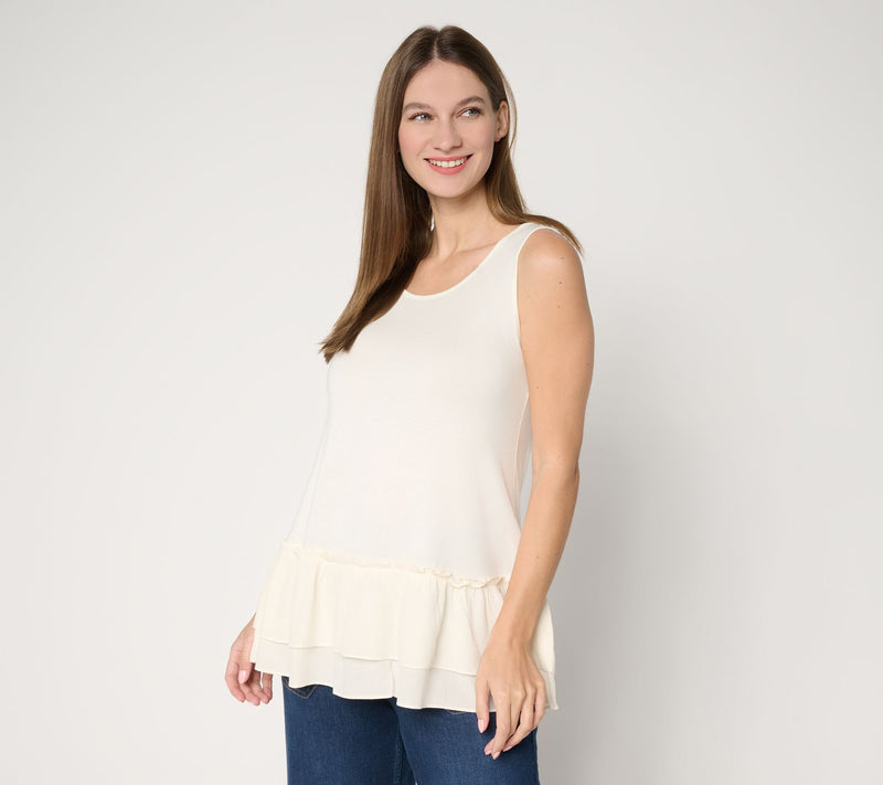 LOGO Layers by Lori Goldstein Textured Ruffle Hem Tank — View 18