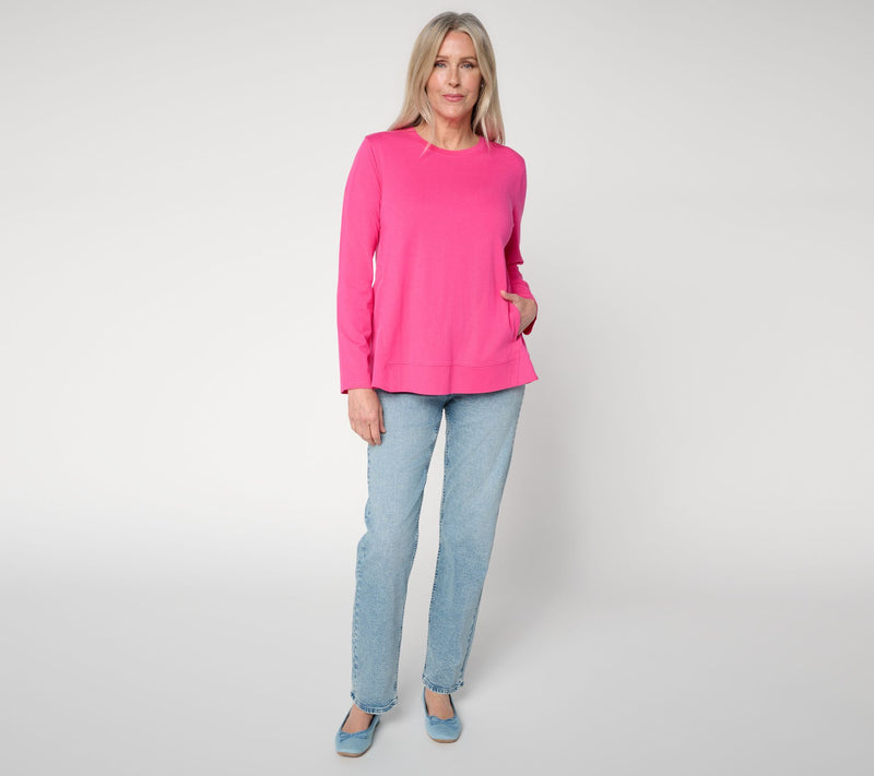 LOGO Layers by Lori Goldstein Mixed Media Long Sleeve Top — View 12