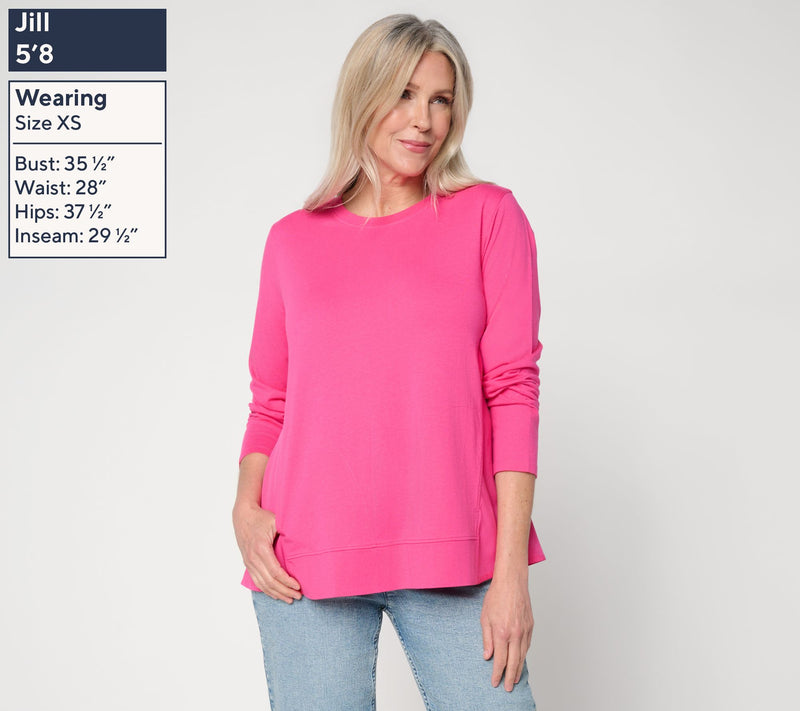 LOGO Layers by Lori Goldstein Mixed Media Long Sleeve Top — View 10