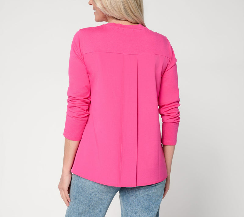 LOGO Layers by Lori Goldstein Mixed Media Long Sleeve Top — View 11
