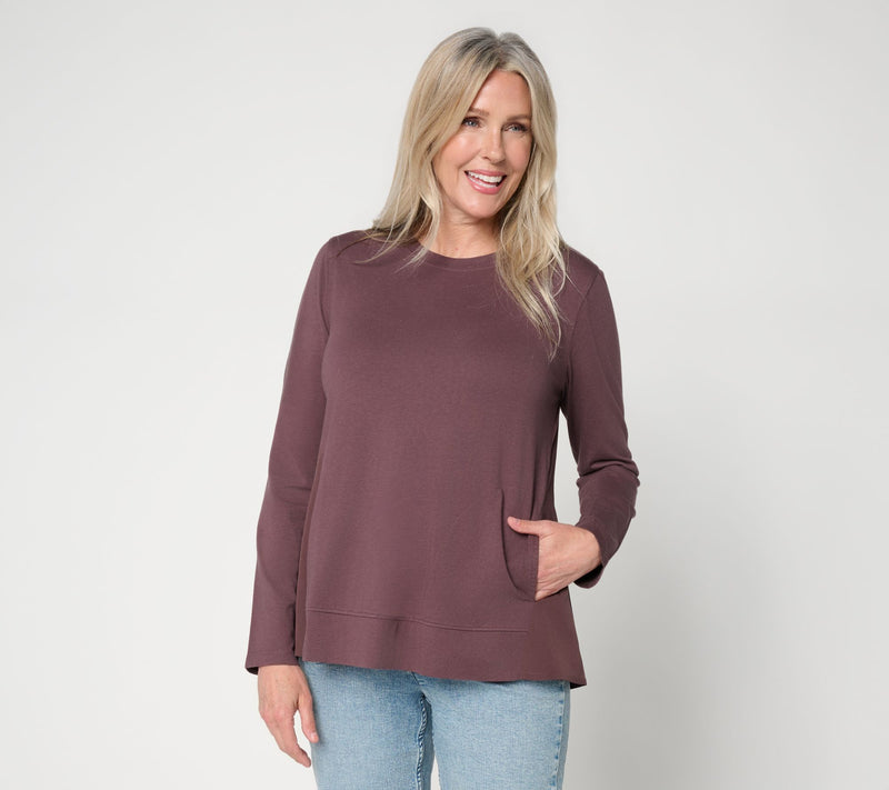 LOGO Layers by Lori Goldstein Mixed Media Long Sleeve Top — View 9