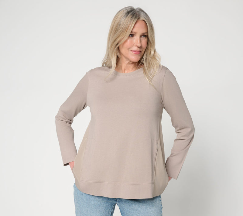 LOGO Layers by Lori Goldstein Mixed Media Long Sleeve Top — View 7