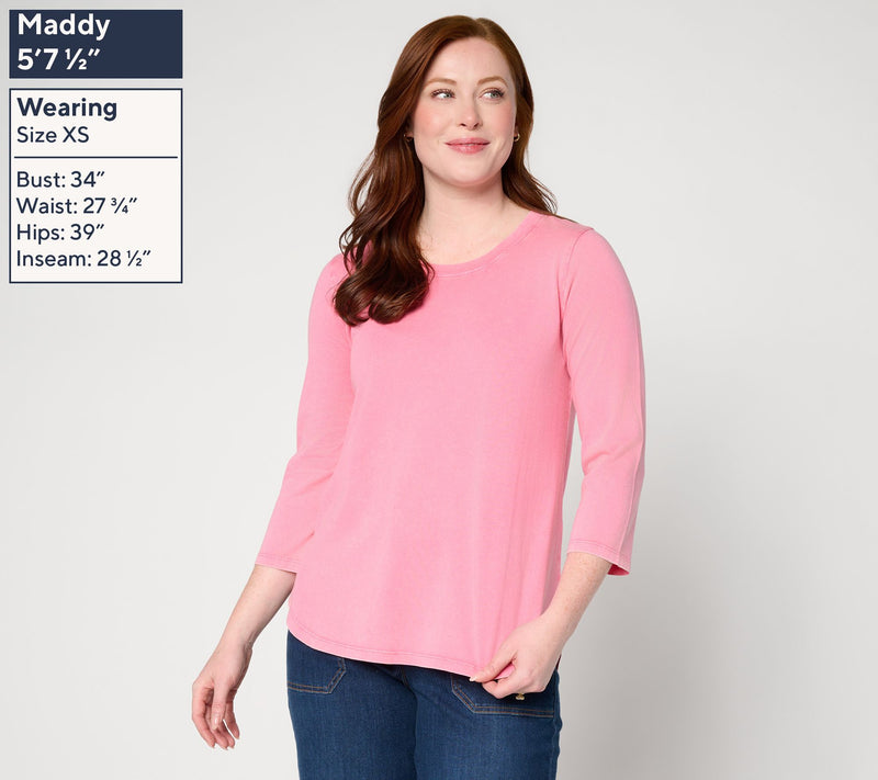 LOGO Principles by Lori Goldstein Curved Hem 3/4 Sleeve Tee — View 3