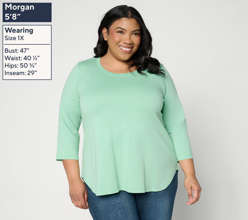 LOGO Principles by Lori Goldstein Curved Hem 3/4 Sleeve Tee — View 2