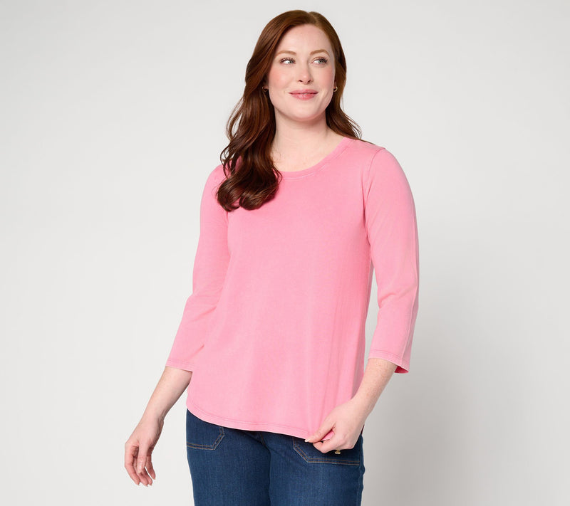 LOGO Principles by Lori Goldstein Curved Hem 3/4 Sleeve Tee — Main view