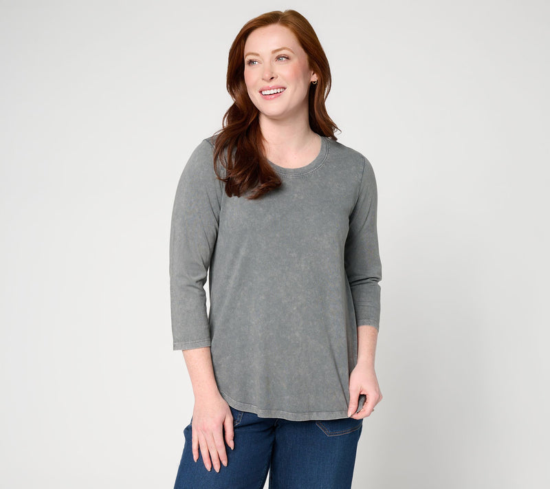 LOGO Principles by Lori Goldstein Curved Hem 3/4 Sleeve Tee — View 10