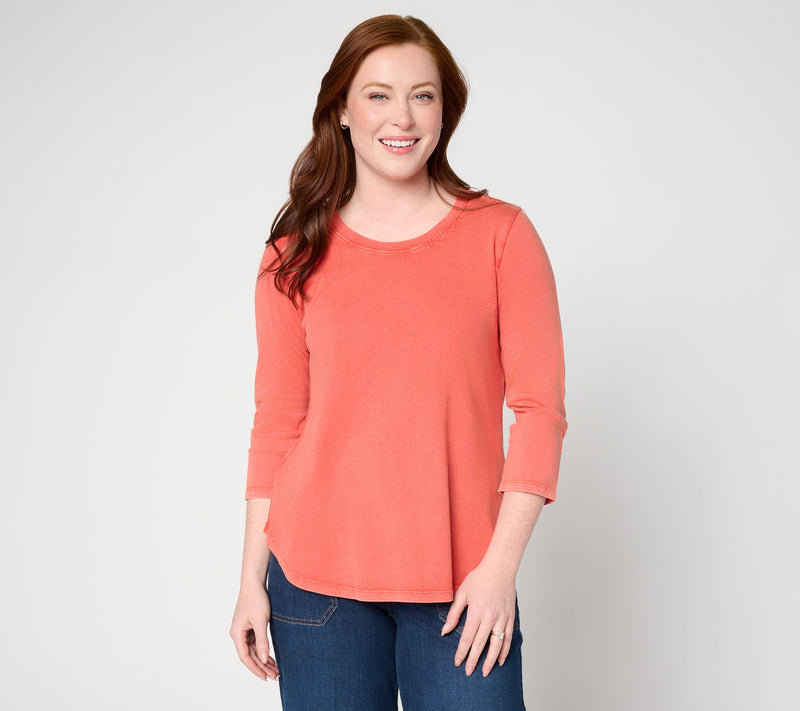 LOGO Principles by Lori Goldstein Curved Hem 3/4 Sleeve Tee — View 11