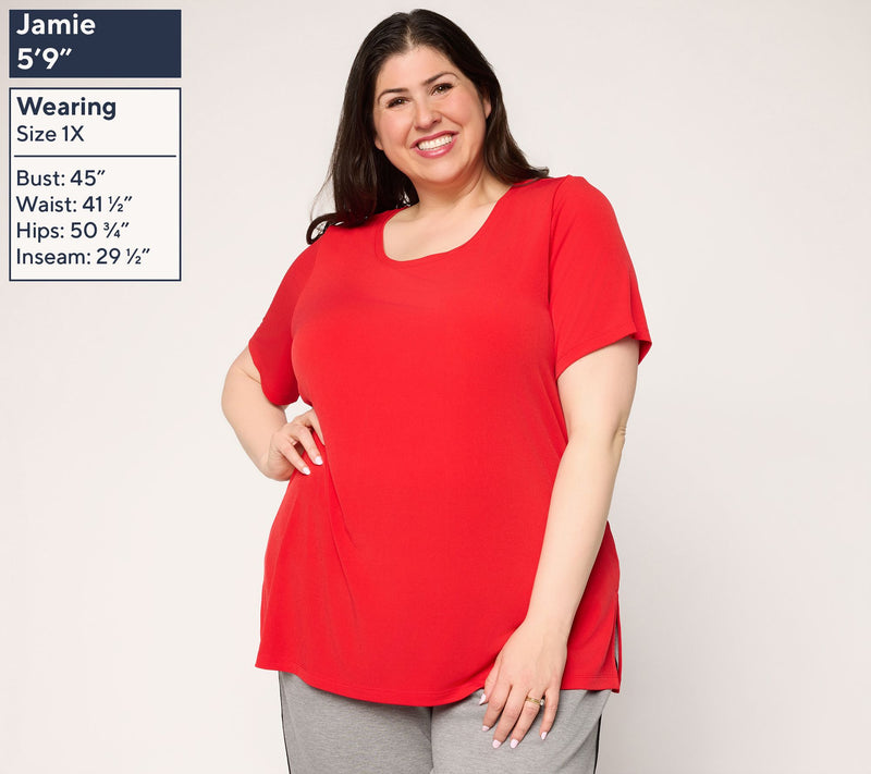 Susan Graver Essentials Regular Liquid Knit U-Neck Tunic — View 2