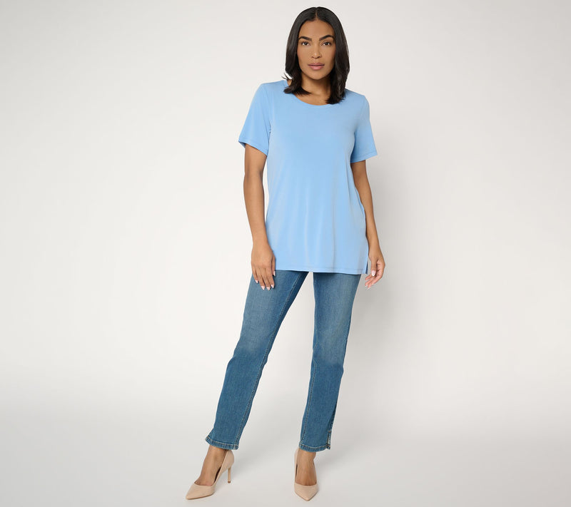 Susan Graver Essentials Petite Liquid Knit U-Neck Tunic — View 5
