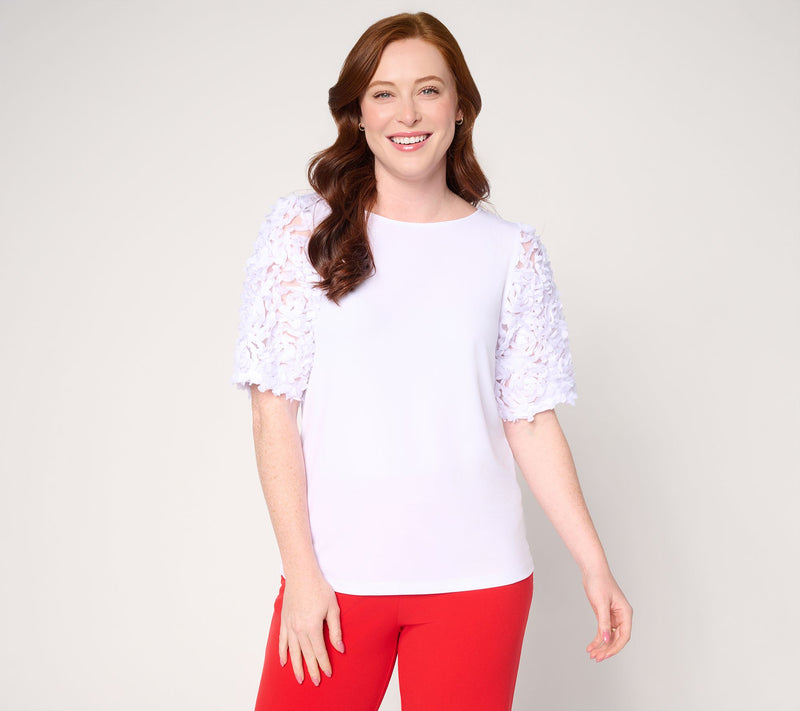 Susan Graver Liquid Knit Top with Novelty Elbow Sleeves — View 11