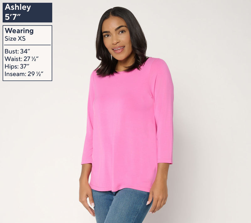Susan Graver Essentials Rayon Allure Knit Ballet Neck Top — View 3