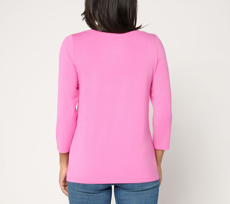 Susan Graver Essentials Rayon Allure Knit Ballet Neck Top — View 4