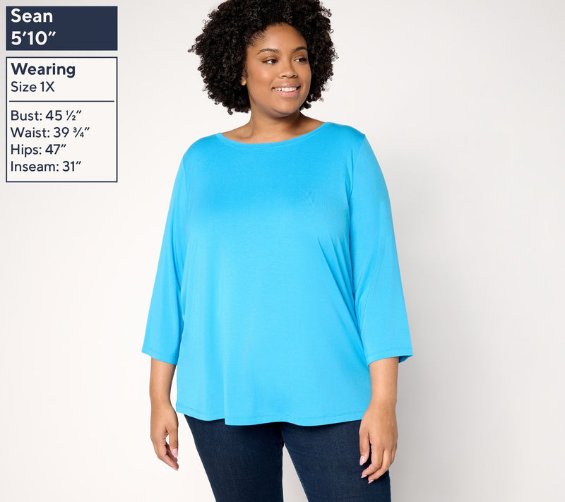 Susan Graver Essentials Rayon Allure Knit Ballet Neck Top — View 2