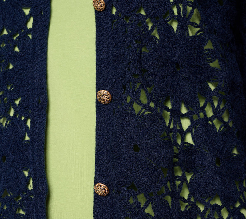 Susan Graver Crochet Button Front Shurg — View 6