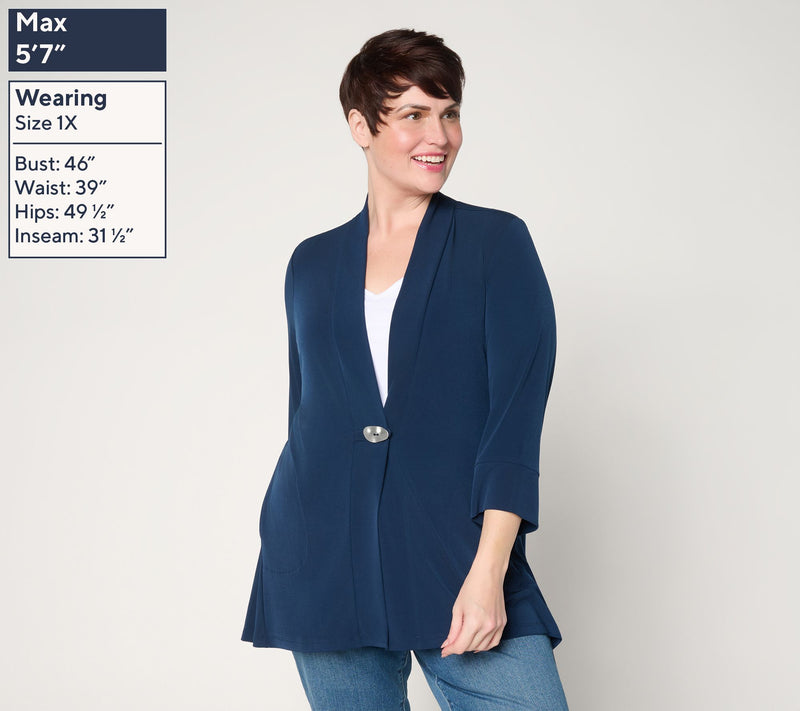 Susan Graver Regular Liquid Knit Cardigan w/ Novelty Button — View 10