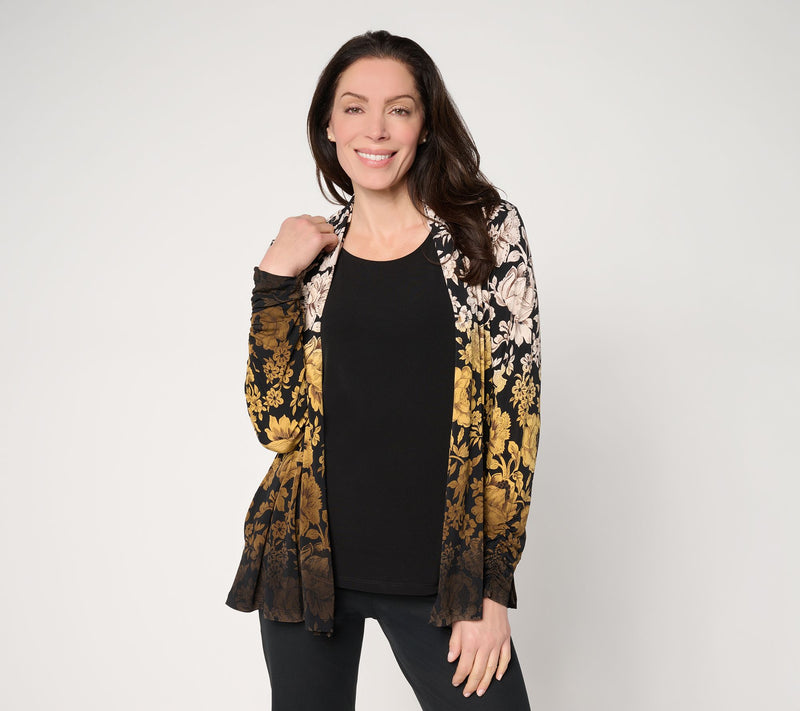 Susan Graver Regular Printed Liquid Knit Cardigan and Tank Set — View 13