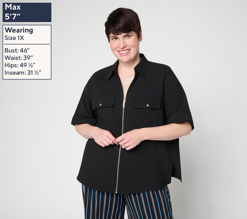 Susan Graver Textured Woven Zip-Front Utility Jacket — View 2