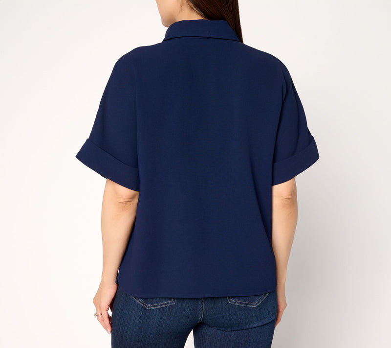 Susan Graver Textured Woven Zip-Front Utility Jacket — View 4