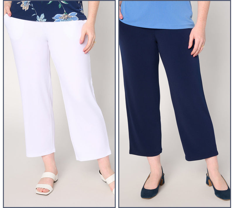 Susan Graver Essentials Petite Liquid Knit Set of 2 Crop Pants — View 8