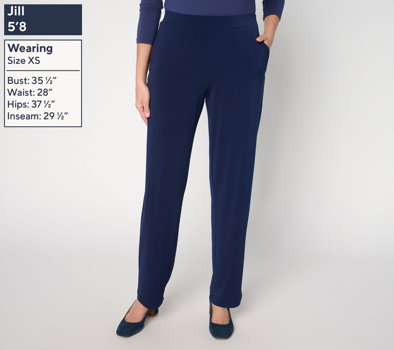 Susan Graver Essentials Regular Liquid Knit Straight Leg Pant — View 11