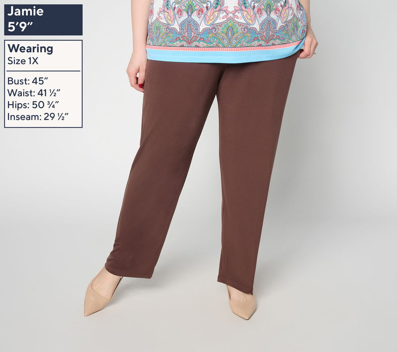 Susan Graver Essentials Regular Liquid Knit Straight Leg Pant — View 10