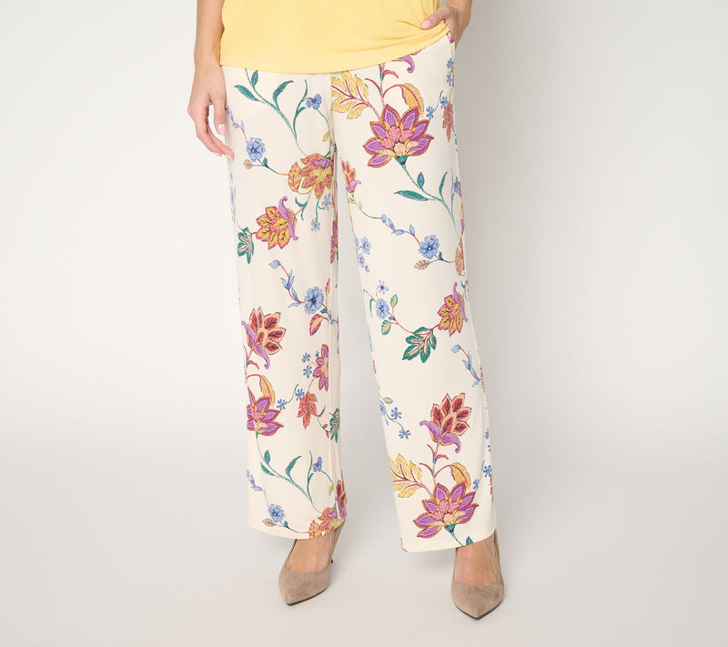 Susan Graver Regular Printed Liquid Knit Wide-Leg Pull-On Pant — View 11
