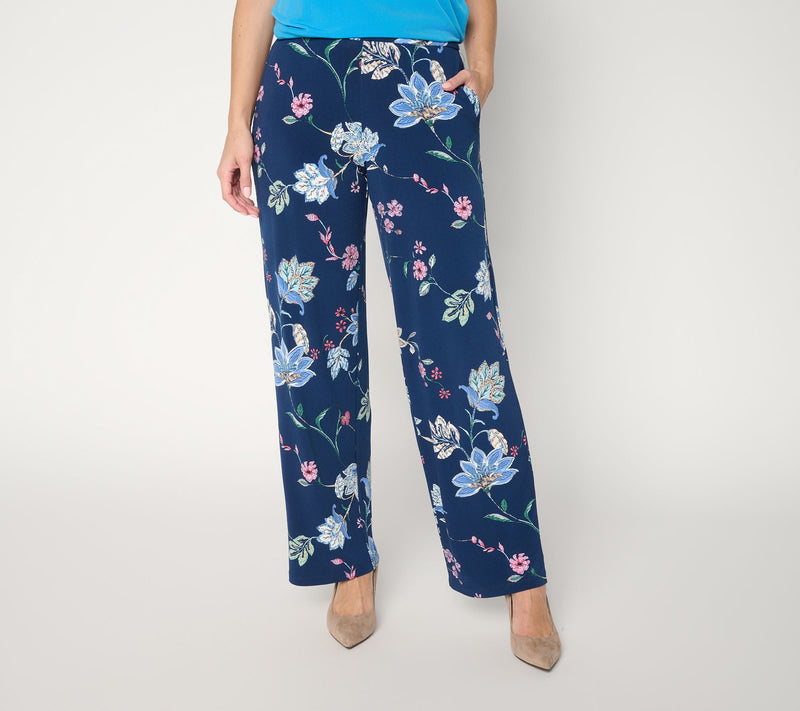 Susan Graver Regular Printed Liquid Knit Wide-Leg Pull-On Pant — View 12
