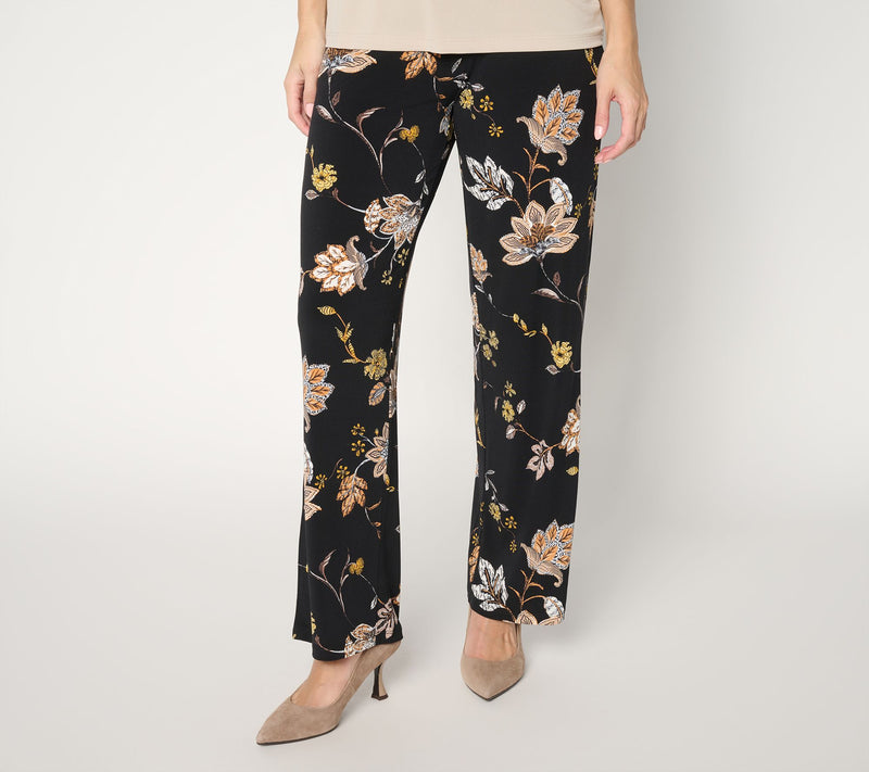 Susan Graver Petite Printed Liquid Knit Wide-Leg Pull-On Pant — View 10