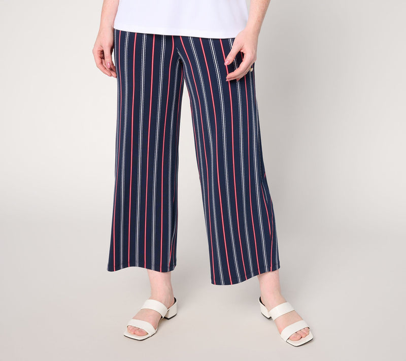 Susan Graver Regular Printed Liquid Knit Wide-Leg Crop Pant — View 9