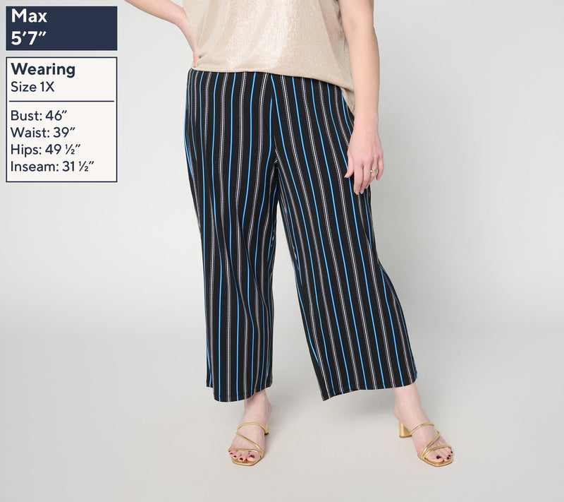 Susan Graver Regular Printed Liquid Knit Wide-Leg Crop Pant — View 10