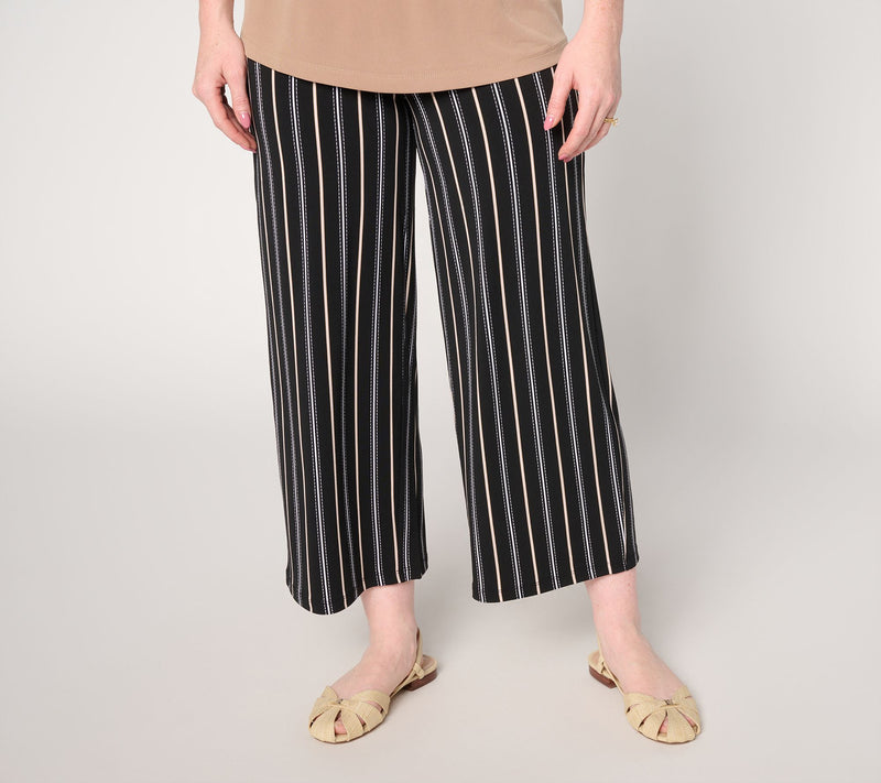 Susan Graver Regular Printed Liquid Knit Wide-Leg Crop Pant — View 5