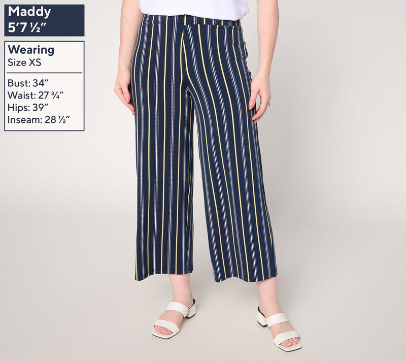 Susan Graver Petite Printed Liquid Knit Wide-Leg Crop Pant — View 11