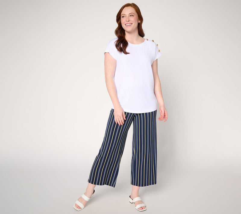 Susan Graver Petite Printed Liquid Knit Wide-Leg Crop Pant — View 13