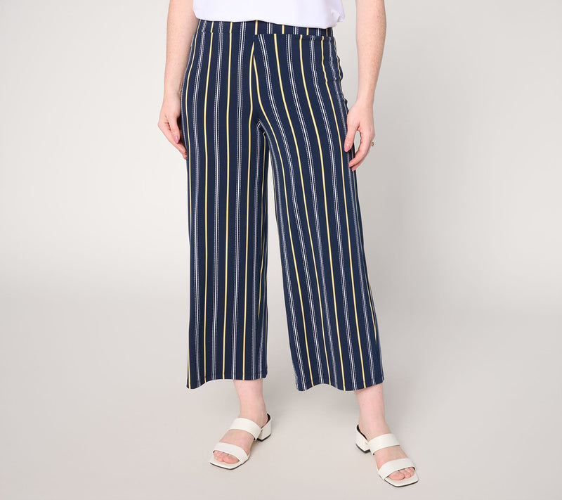 Susan Graver Petite Printed Liquid Knit Wide-Leg Crop Pant — View 7