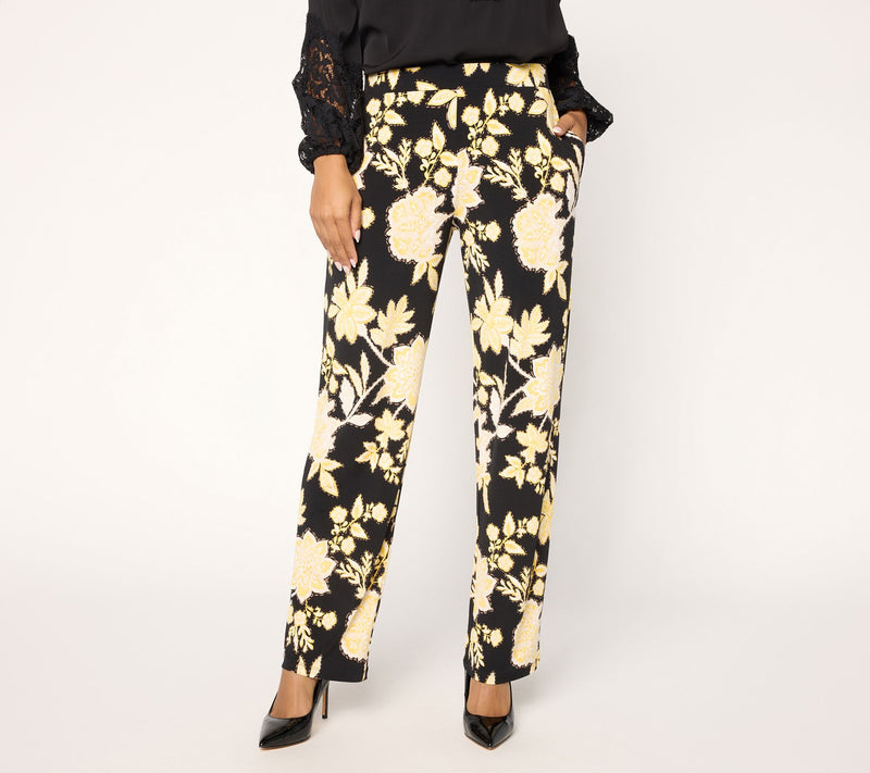 Susan Graver Regular Printed Liquid Knit Straight Leg Pants — View 3