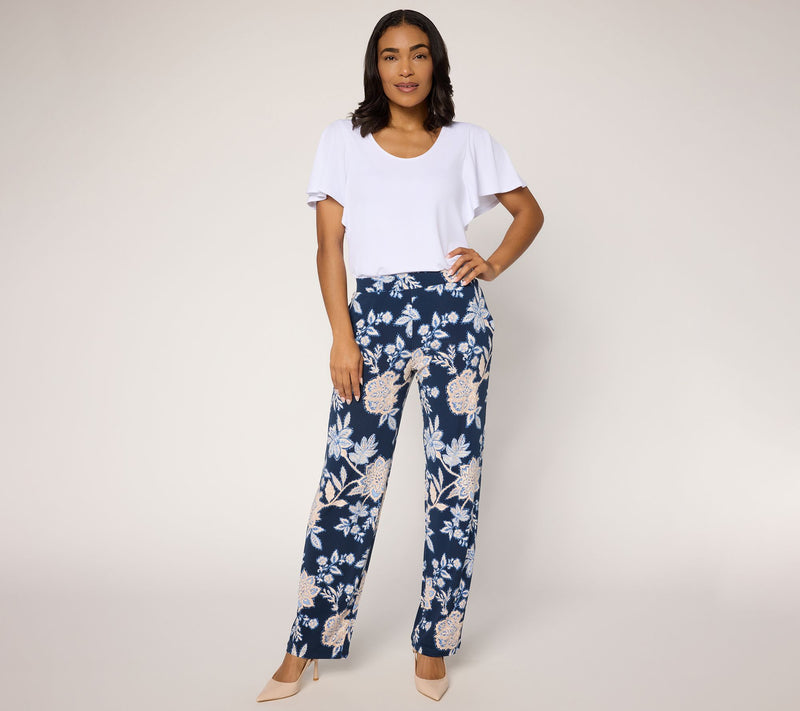 Susan Graver Regular Printed Liquid Knit Straight Leg Pants — View 11