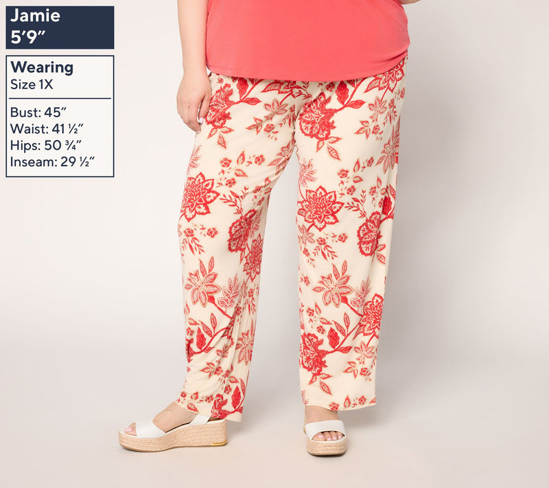 Susan Graver Petite Printed Liquid Knit Straight Leg Pants — View 8