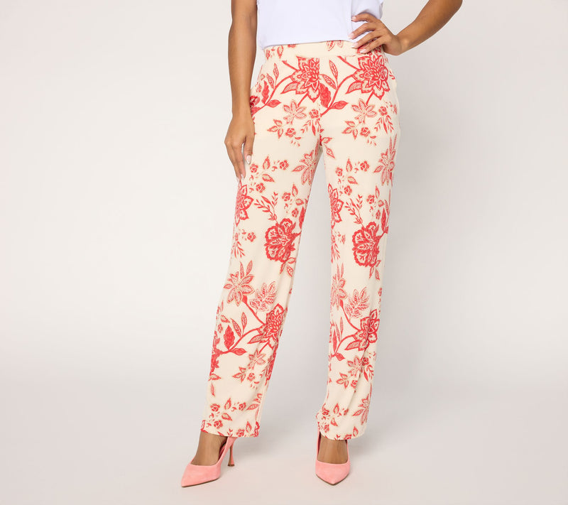 Susan Graver Petite Printed Liquid Knit Straight Leg Pants — View 7