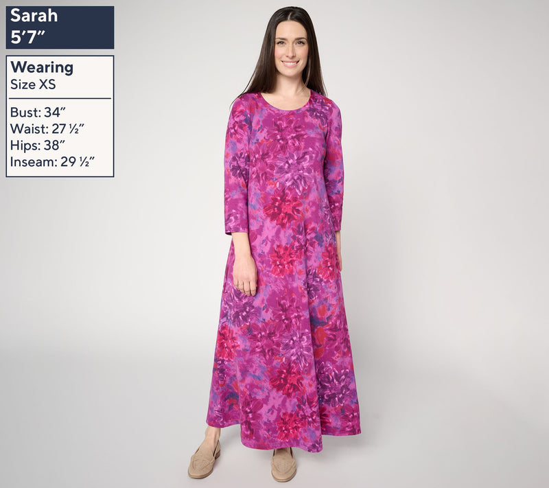 Susan Graver Weekend Regular Printed Comfy Cotton Maxi Dress — View 9