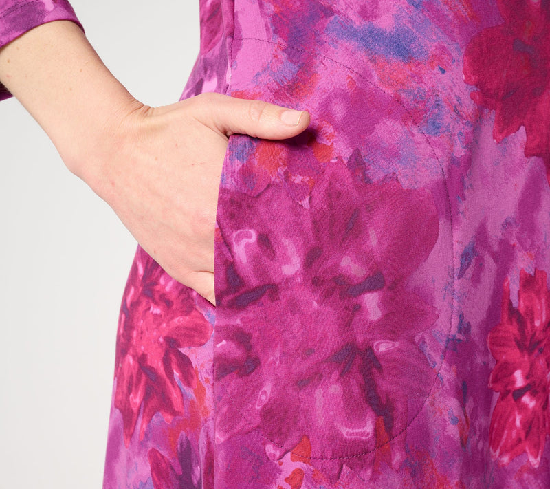 Susan Graver Weekend Petite Printed Comfy Cotton Maxi Dress — View 11